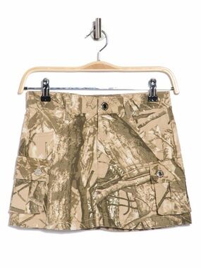 Flying Angel Camo Cargo Mini Skirt Size 11 NWT Y2K Streetwear Tan/Olive